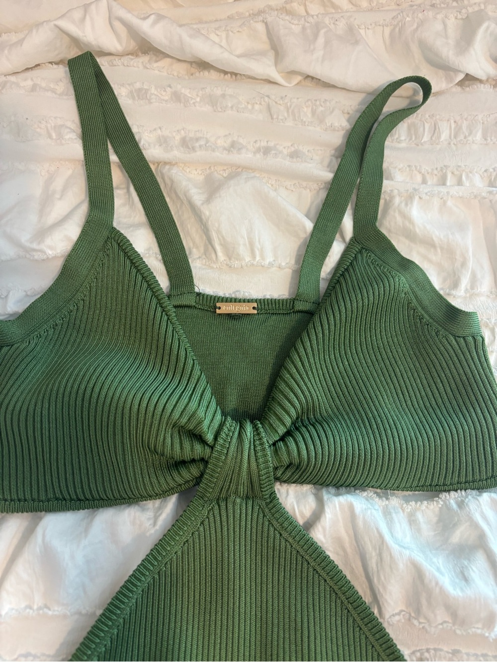 Cult Gaia Serita Cutout Ribbed Knit Midi Dress Basil Green Size Medium - Picture 9 of 13